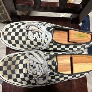 Checkered black and white vans